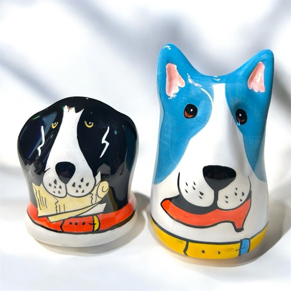 Dogzilla Salt & Pepper Shakers Set Candace Reiter Designs Ceramic Vintage - Picture 1 of 12